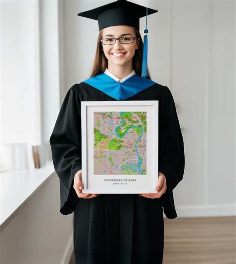 University of Iowa , Iowa City Campus Map Art Print | Hawkeyes Personalized Graduation Gift ...