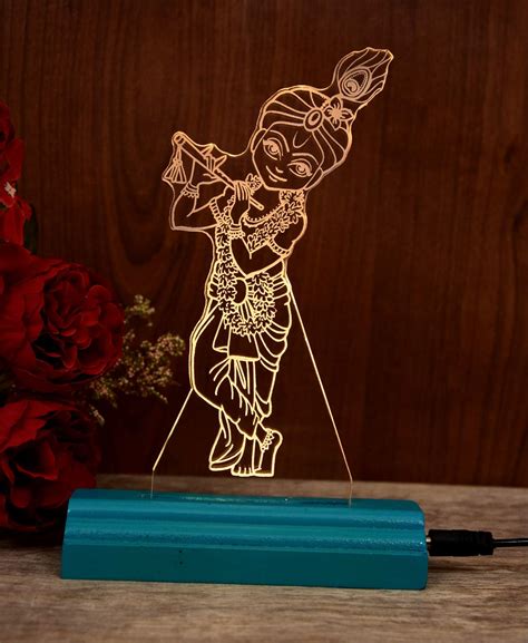 Buy ZULKA Get Your Traditions Aqua Color Frame Base Lord Krishna Design ...