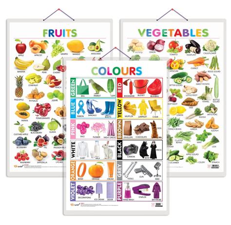 Set of 3 Fruits, Vegetables and Colours Early Learning Educational ...
