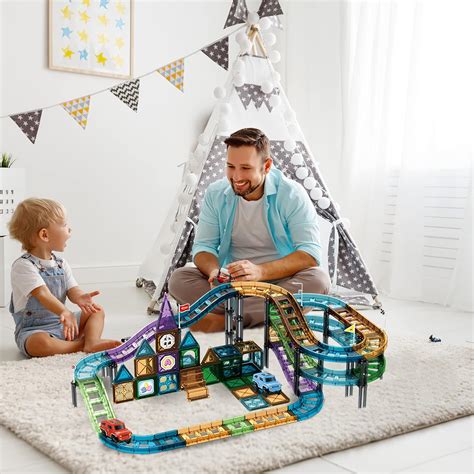 Buy Rotemox 59PCS Mini Magnetic Track Tiles Set for Kids 3+, 3D ...
