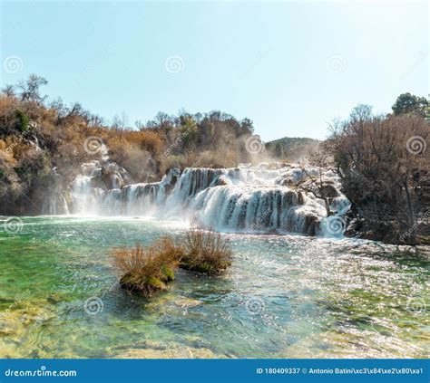 Massive Waterfall on Krka River Croatia Stock Image - Image of dalmatia ...