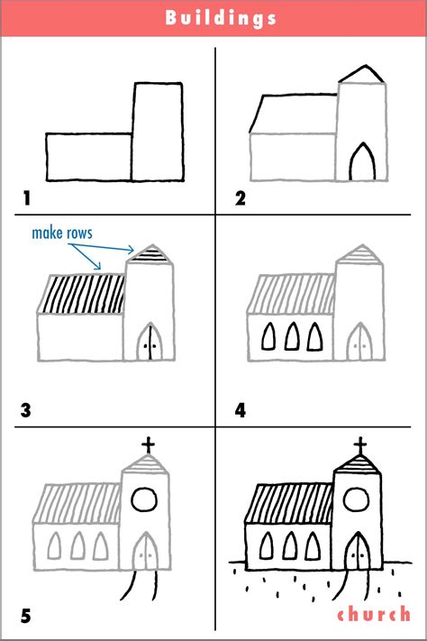 How to Draw a Church Step by Step