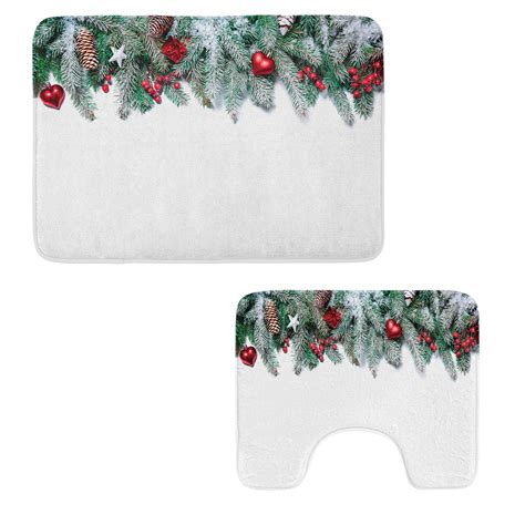 The Holiday Aisle® Christmas Bathroom Rug Set 2 Pieces Rectangle ...