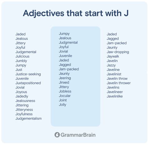 Big List of Adjectives That Start With J (Positive, Negative ...