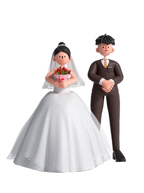 3D结婚新娘新郎婚礼人物IP