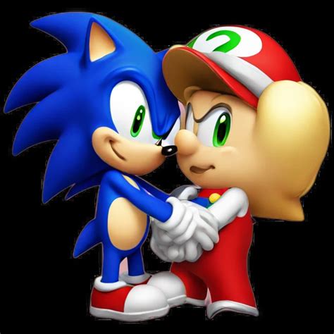 sonic the hedgehog and super mario kissing emoji | AI Emoji Generator