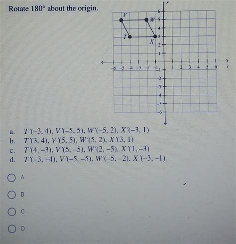 5. 20 points Rotate 180° about the origin. 3 Y 4 5 3 - brainly.com