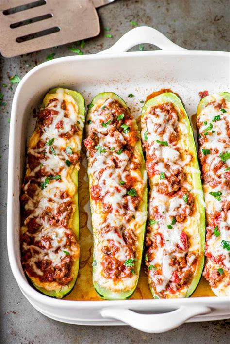 Zucchini Lasagna Boats   Homemade Hooplah