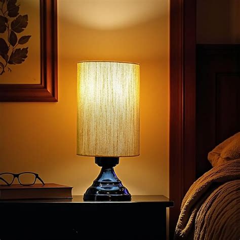 Buy THE LIGHT SHADOW Blue Cotton Round Table Lamp for Bedroom, Living ...