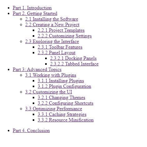 Structuring unordered list (ul) and list (li) tag in HTML
