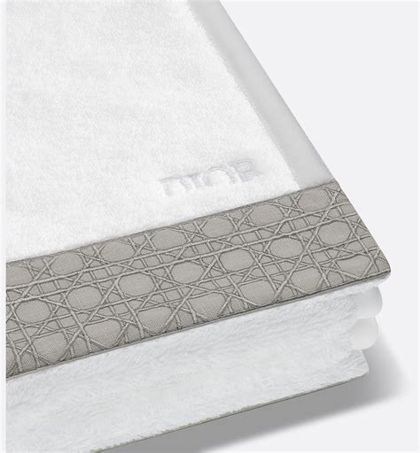 Hand Towel Gray Woven Cannage Band | DIOR