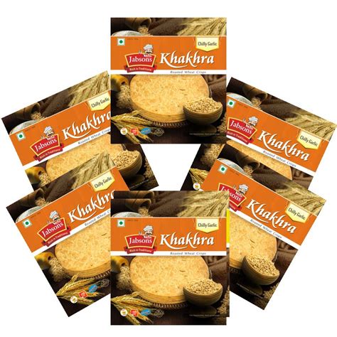 Jabsons Roasted Chilly Garlic Khakhra |Pack of 6| 100% Roasted ...