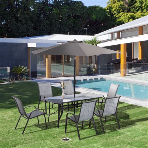 Outsunny Outdoor Furniture: Patio Dining Set for Six with Glass Table ...