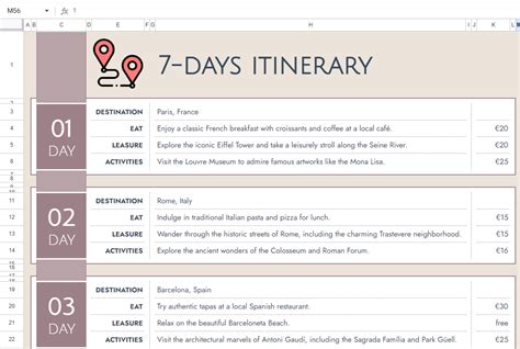 Top 5 FREE Travel Itinerary Template using Google Sheets [Complete ...