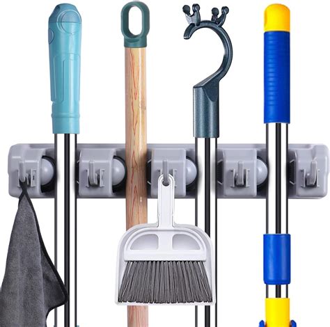 Amazon.com: Atvobiy Broom Holder Wall Mounted Mop Holder Wall Mount ...