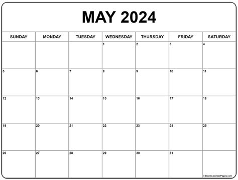 Blank May 2024 Calendar Printable Free Templates