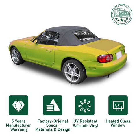 Black Convertible Soft Top w/Heated Glass Window For Mazda Miata 1990-2005 99-05 | eBay
