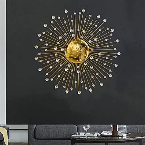 ZOVE Metal Wall Decor for Living Room Golden Flower Wall Hanging Home ...