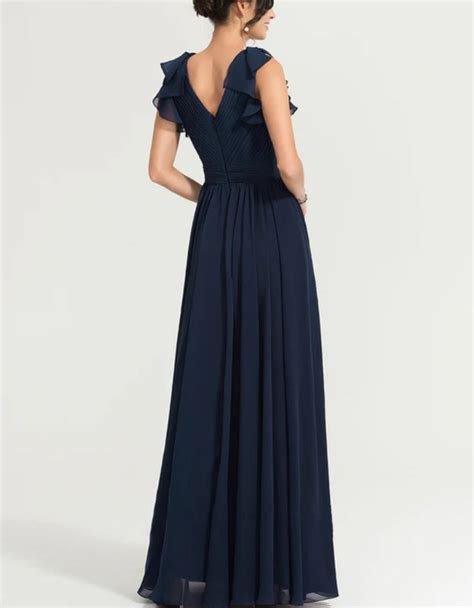 Navy Blue Frilled Sleeves Maxi Dress – iwearmystyle