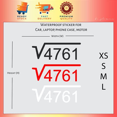 Square root 4761 sticker Reflective funny Stiker Kereta pantulan cahaya ...