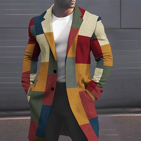Men's Plaid Checkered Winter Coat Overcoat Coat Warm Comfortable ...