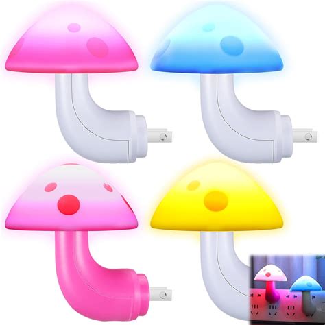 Glooglitter 4 Pcs Mushroom LED Night Light Mushroom Night Lights ...