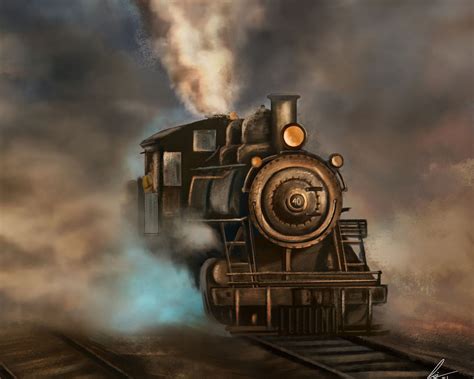 Download wallpaper 1280x1024 steam locomotive, train, rails, smoke, art ...