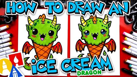 How To Draw An Ice Cream Dragon For Halloween | Easy halloween drawings ...