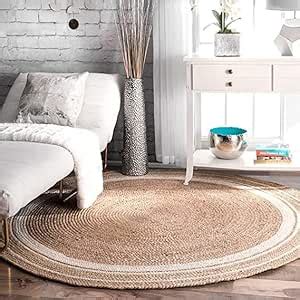 Buy Handwoven Jute Round Rug Carpet, Natural Fibres, Circles Braided ...
