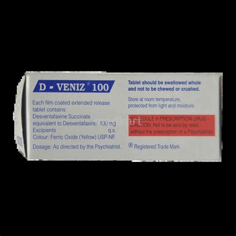 D VENIZ 100MG TABLET 10'S Price, Uses, Side Effects & Substitutes | Medkart