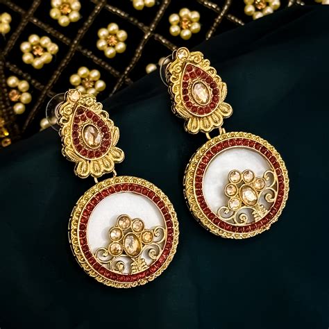 Itika Jadau MOP Chandbali Earrings - Wine – The Shopping Tree