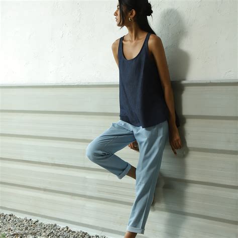 An Ideal Choice for the Avid Explorer: Dark Denim Tank Top & Light ...
