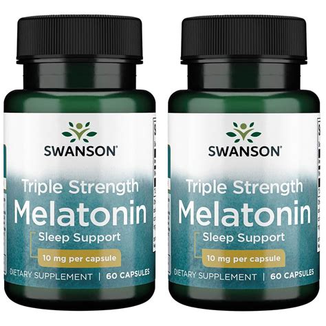 Swanson Triple Strength Melatonin - 100% Drug Free 10 mg 60 Caps 2 Pack - Walmart.com