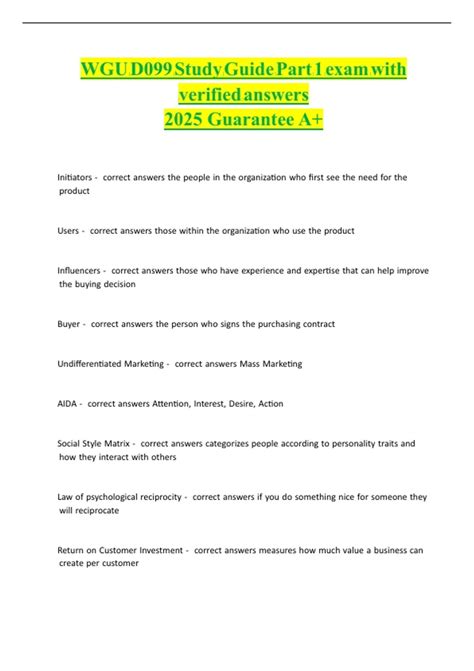 WGU D099 Study Guide Part 1 – Verified Exam Answers & Key Concepts ...