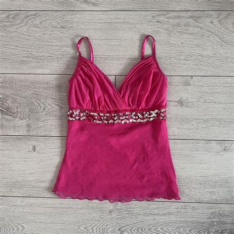 Vintage 2000s pink mesh Jane Norman cami - super... - Depop