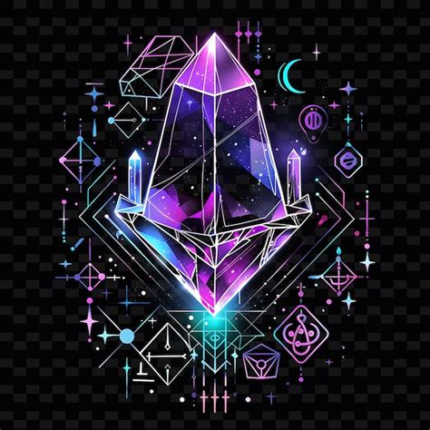 Shimmering aura outlining a magical crystal with neon irides png ...