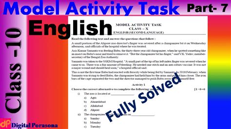 Image result for Model Activity Task Class 10 English Part 8