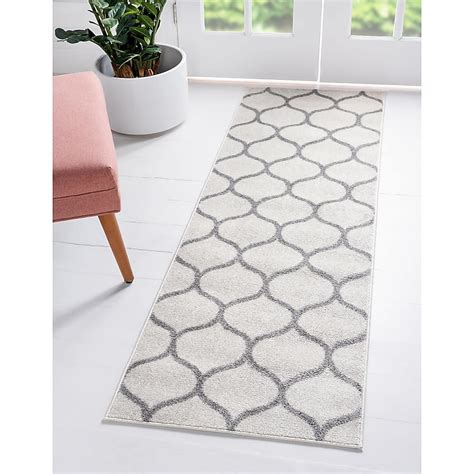 Unique Loom Trellis Frieze 2 X 13 (ft) Ivory Indoor Trellis Runner Rug ...