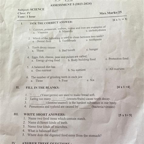 Class 4 English assessment - Brainly.in