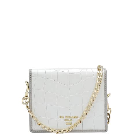 Croco Leather Ladies Sling Wallet - Pearl – Da Milano