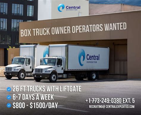 Box Truck Owner Operators Wanted. $800 – $1500 a day