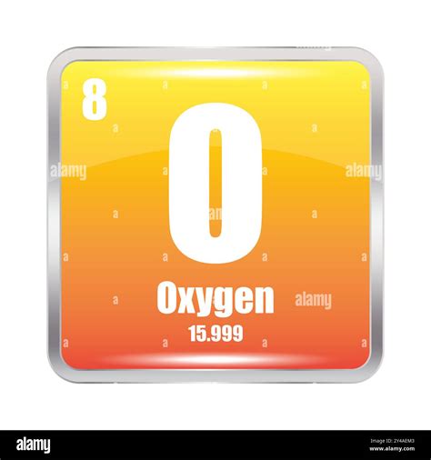 Oxygen element square. O symbol. Atomic number 8. Atomic mass 15.999 ...