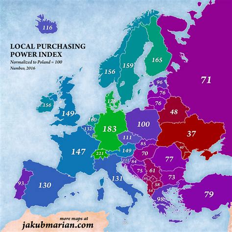 Local Price Index and Purchasing Power Index in Europe