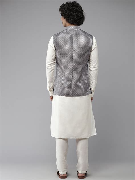 Solid Kurta With Pyjama & Jacquard Nehru Jacket – See Designs