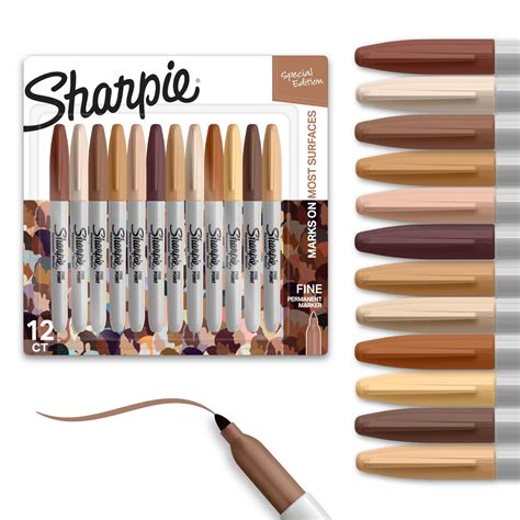 SHARPIE Permanent Markers, Portrait Colors Skin Tone Markers Set, Fine ...