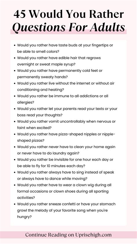 45 Would You Rather Questions For Adults | Would you rather questions ...