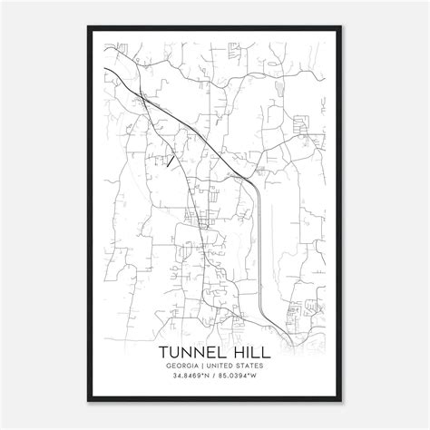 Tunnel Hill Georgia Map Poster, Modern Home Decor Wall Art Print ...