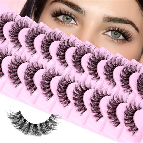 Amazon.com: False Lashes Natural Eyelashes Fluffy Lashes D Curl ...