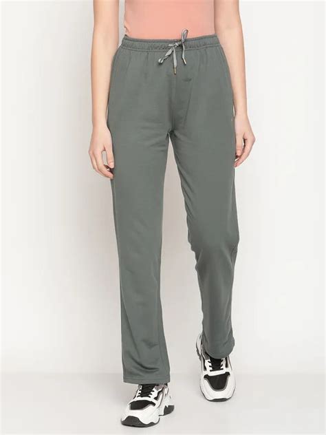 METTLE Women Grey Solid Cotton Track Pants