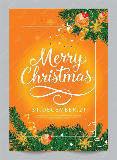 Premium Vector | Merry Christmas Day Poster Design Template